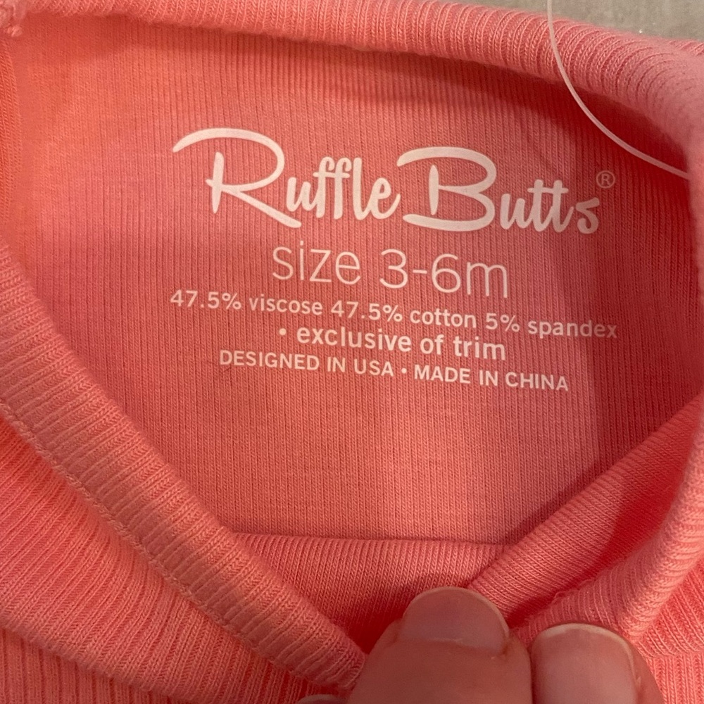 NWT RuffleButts Bubble Gum Pink Ribbed Texture Flutter Sleeve T-Shirt, 3-6M - Picture 2 of 8